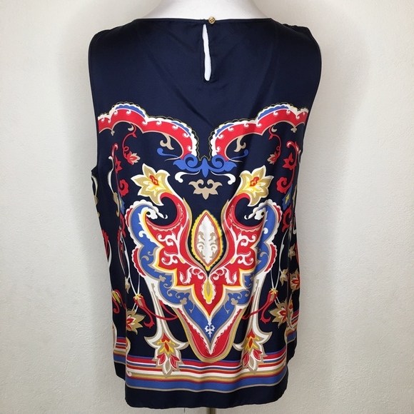 Talbots Petite Silk Sleeveless Top Size 12 Blue - Picture 4 of 7